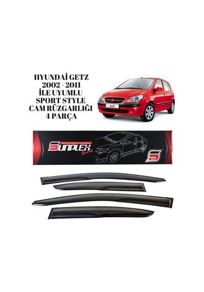 Hyundai Getz 2002 2003 2004 2005 2006 2007 2008 2009 2010 2011 İle Uyumlu Sport Style Cam Rüzgarlığı 4 Parça Sunplex Sp-s-72 1 Adet
