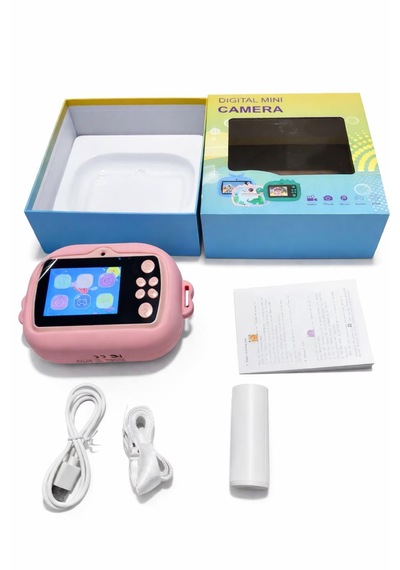 Cmr98 Çocuk Dijital Mini Kamera 1080p Hd 2.4 İnç Ekran Fotorğraf Video Oyun Müzik Usb Şarj Termal Resim Kağıt Baskılı Yazıcı Kamera Video Makinesi Print Kamera Açık Mavi