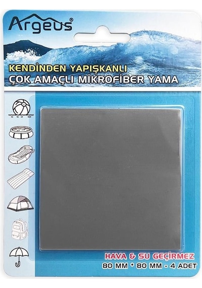 Argeus 4'lü Fiber Çanta Delik Tamir Yaması Gri