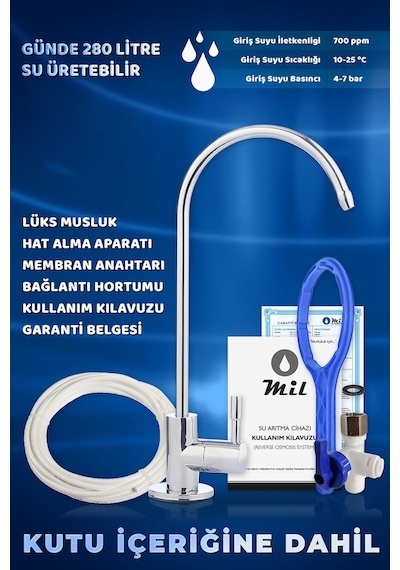 Mil DNP14-M-S 14 Aşamalı Alkali Filtreli 8 LT Çelik Tanklı Su Arıtma Cihazı