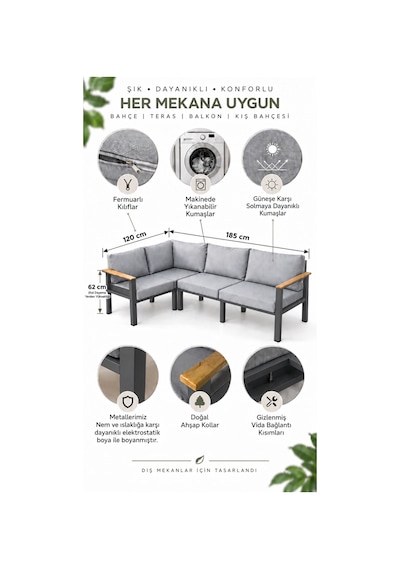 Neokas Balkon L Koltuk, 4 Kişilik Köşe Takımı, Bahçe Mobilyası, Balkon Mobilyası Beyaz Neokas Balkon L Koltuk, 4 Kişilik Köşe Takımı, Bahçe Mobilyası, Balkon Mobilyası Beyaz