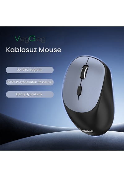 Veggieg G800 Kablosuz 2.4ghz 3600dpı Optik Mouse Gri G800