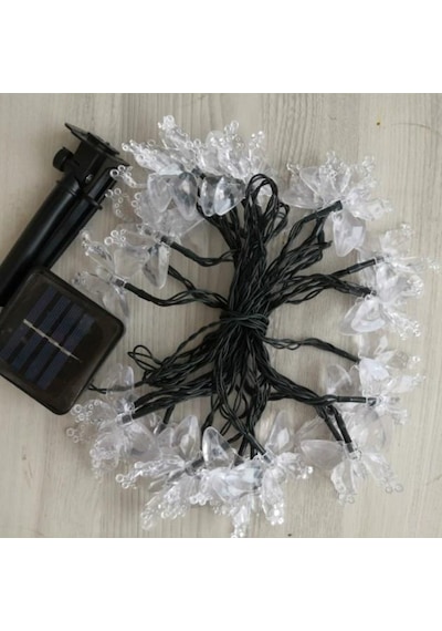 30 Led 4 Metre Güneş Enerjili Kelebek Gün Işığı 8 Mod Led Bahçe T