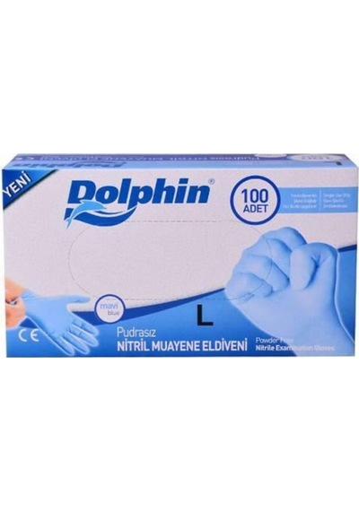 Dolphin Pudrasız Mavi Nitril Muayene Eldiveni 100'lü