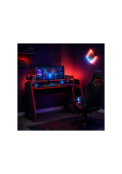 Livan Oyuncu Masası Gaming Bilgisayar Masası Geniş Çalışma Alanlı Modern Pc Ve Çalışma Masası Siyah - Kırmızı Livan Oyuncu Masası Gaming Bilgisayar Masası Geniş Çalışma Alanlı Modern Pc Ve Çalışma Masası Siyah - Kırmızı