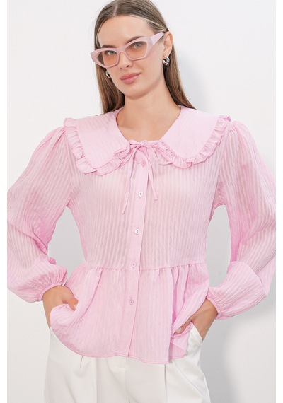 Bigdart Kadın Bebe Yaka Gömlek Bluz 993 - Pembe