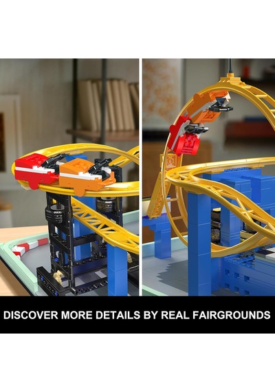 11020 Technik Moc Elektrikli Roller Coaster Yapı Seti, Uzaktan Kumandalı, Looping Roller Coaster Teknolojisi, Kelepçe