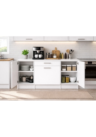 Kali Alt Modül-çok Amaçlı Dolap -140 Cm -3 Kapaklı-1 Çekmeceli-laminat Beyaz Tezgah Dahil Kali Alt Modül-çok Amaçlı Dolap -140 Cm -3 Kapaklı-1 Çekmeceli-laminat Beyaz Tezgah Dahil