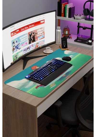 Ponyo Anime V5 - 90x40 Xxl Gaming Kauçuk Kaymaz Taban Mouse Pad Fare Altlığı