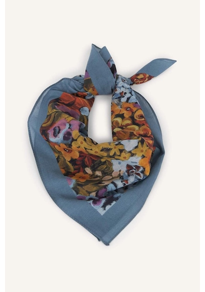 Defacto Manuka X Defacto Kadın Çiçek Desenli Pamuklu Bandana H9064ax26smbe1 Mavi-be1