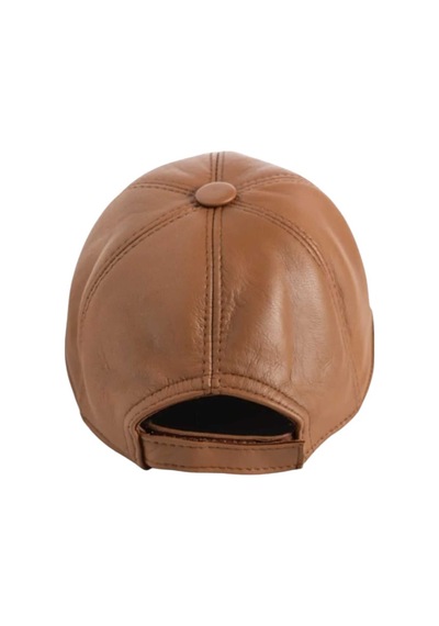Unisex %100 Deri Arkadan Ayarlanabilir Baseball Kep Şapka Açık Kahverengi