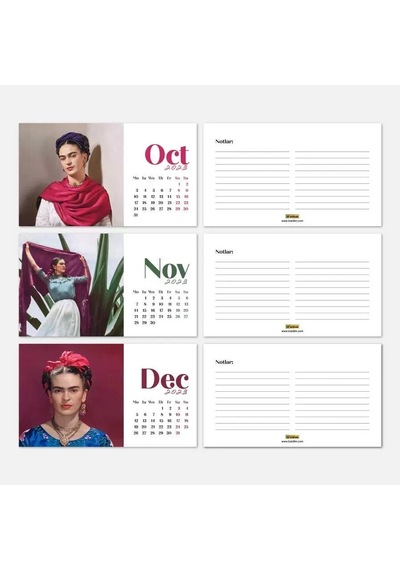 Frida Kahlo Masa Takvimi - 2027 Takvimi - Siyah Renk