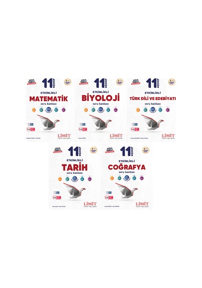 Limit 2027 11. Sınıf Matematik + Biyoloji + Türk Dili Ve Edebiyatı + Tarih + Coğrafya Soru Bankası Seti 5 Kitap Maarif Model