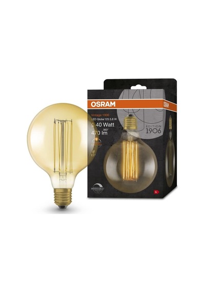 Tr Osram Vintage 1906 Altın Tonlu Led Lamba, 5,8 W, 470 Lm, Küre Şeklinde, 125 Mm Çap Ve E27 Duy, Sıcak Beyaz Iş Diğer