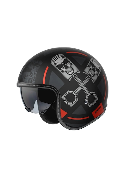 Motosiklet Kaskı Retro Güneş Vizörlü Hornet S Sv Skulls B5 Mat Kırmızı Motorcu Kask Çok Renkli