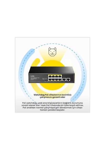 Cudy FS1010P 8 Port 10/100mbps 120W Poe+ 2 Uplink Portlu Vlan Cctv Rack Mount Metal Switch