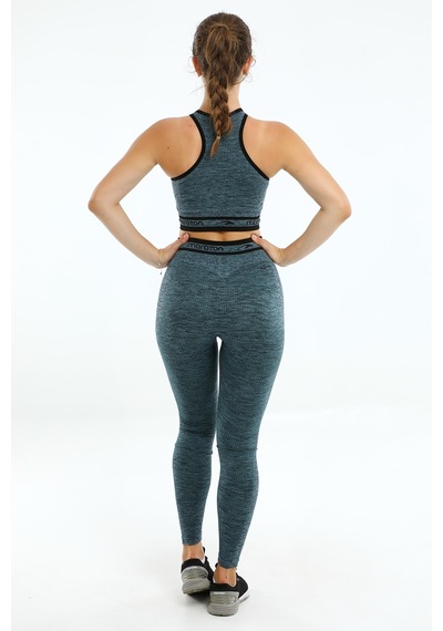 Maraton Active Slimfit Kadın Bisiklet Yaka Kolsuz Basic Petrol Bra 813076-Petrol