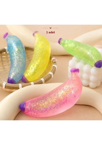 Muz Squish Sevimli Muz Sukuşi Simli Yumuşak Stres Atıcı Oyuncak - 1 Adet