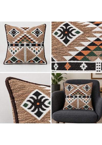 Bk Gift El Yapımı Otantik Türk Kilim Kırlent Yastık 43x45 Cm -1 Bohem Etnik Dekoratif Koltuk Yastığı Çok Renkli
