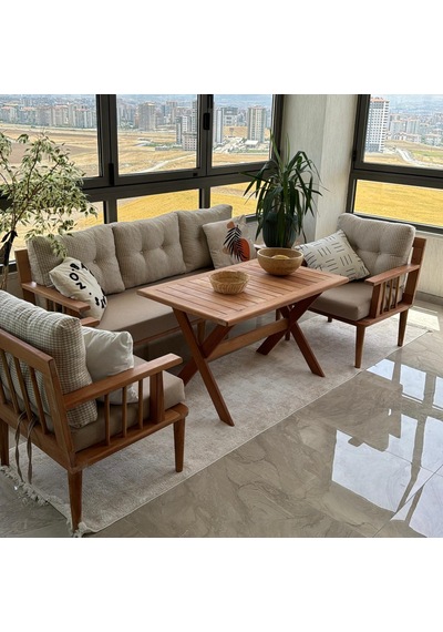 Masif Ahşap Balkon Mobilya