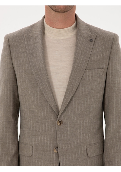 Cacharel Vizon Slim Fit Çizgili Kırlangıç Yaka Takım Elbise Kahverengi Cacharel Vizon Slim Fit Çizgili Kırlangıç Yaka Takım Elbise Kahverengi