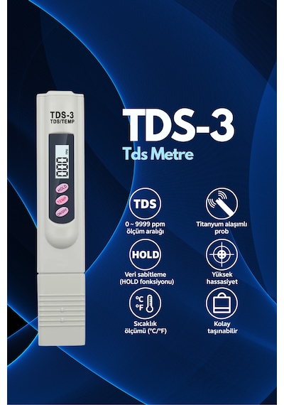 Tds-3 Dijital Su Kalitesi Ölçüm Cihazı Tds Ve Sıcaklık Ölçer Beyaz