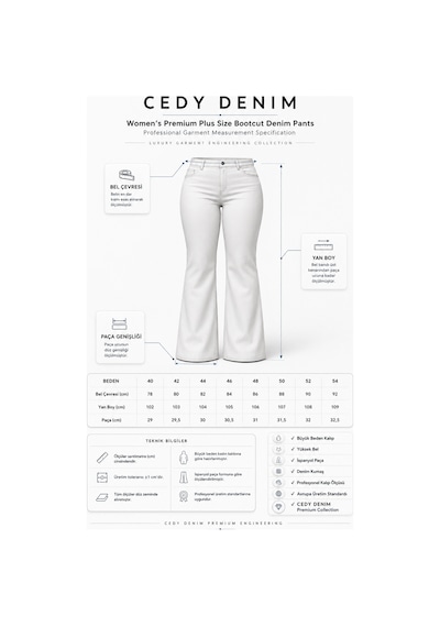 Cedy Denim Cedy Denım - Kadın Büyük Beden İspanyol Paça Yüksek Bel Skinny Fit Likralı Pantolon C628 Siyah Cedy Denim Cedy Denım - Kadın Büyük Beden İspanyol Paça Yüksek Bel Skinny Fit Likralı Pantolon C628 Siyah