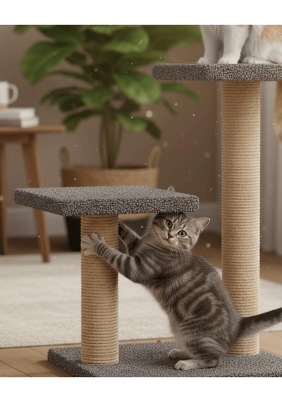Pet Çift Stepli Kedi Tırmalama Antrasit