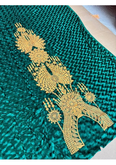 Nakış İşlemeli Kadife Elbiselik Kumaş 300x150cm 009 Çok Renkli