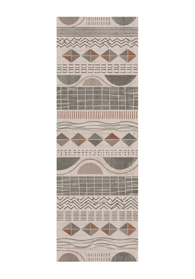 Kartela Halı Adaçayı Kareleri Antrasit Kiremit Koridor Mutfak Yolluk Halısı Kaymaz Taban 60x180 Cm