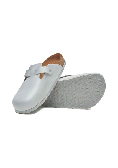 Comfortfusse Capri - Erkek Ortopedik Hakiki Deri Sabo Terlik Beyaz Deri