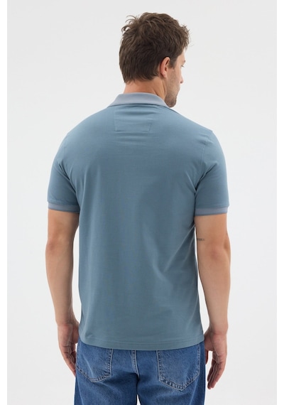 Koyu Mavi Polo Yaka Pike Kısa Kol Slim Fit %100 Pamuk Tişört 1011260171