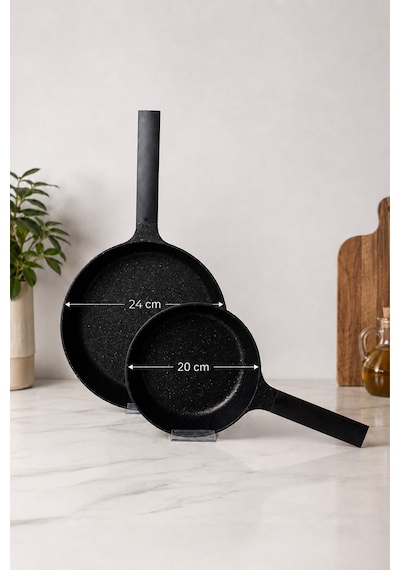 Pro Grade 2'li Granit Döküm Tava Seti Gri 20 Cm - 24 Cm Çok Renkli