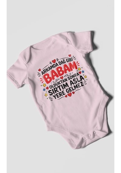 Morivokids Babaya Özel Kısa Kollu Bebek Body %100 Pamuk Zbn286-kk Bebe Pembe