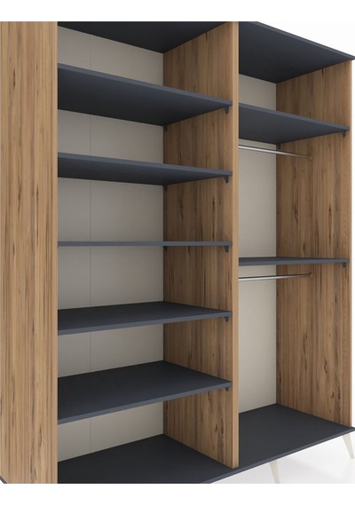 Kronos Gardrop 7 Raflı 2 Askılı 176x59x221 Çam-antrasit Antrasit Kronos Gardrop 7 Raflı 2 Askılı 176x59x221 Çam-antrasit Antrasit
