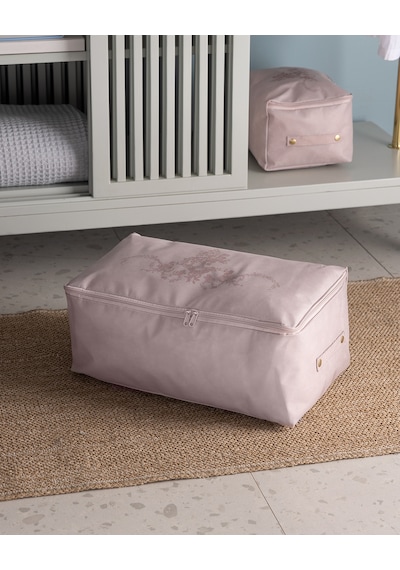 Çiçek Desen Baskılı Hurç - Pudra - 30x22x18 Cm Bhu-09 Pudra