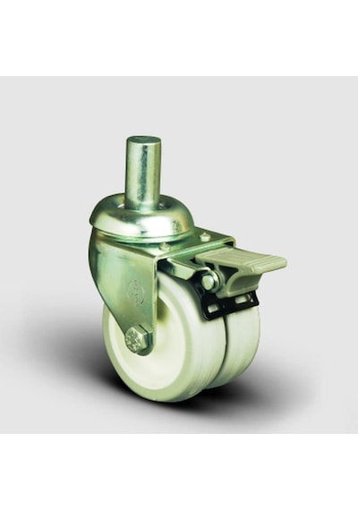 ET03ZKC50F Oynak Frenli Pimli Çiftli PVC Tekerlek Çap:50 Sanayi