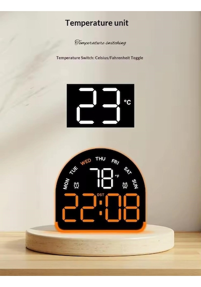Led Dijital Alarm Saati Sıcaklık Tarih Gün Göstergeli Ortam Aydınlatmalı Çift Ekranlı Masa Saati Gece Lambası Usb Ve Pil Mavi