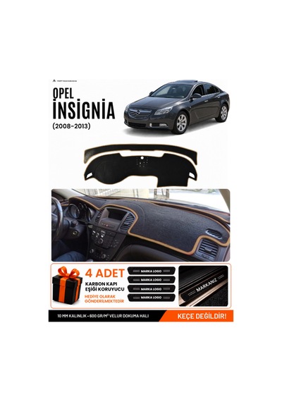 Opel İnsignia 2008-2013 Uyumlu Torpido Örtüsü, Torpido Kılıfı - Siyah-kahverengi - Op010