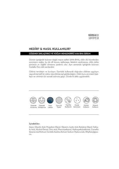 Koreaco Canlandırıcı, Nemlendirici ve Gözenek Sıkılaştırıcı Serum 50ml... Pure Tightening And