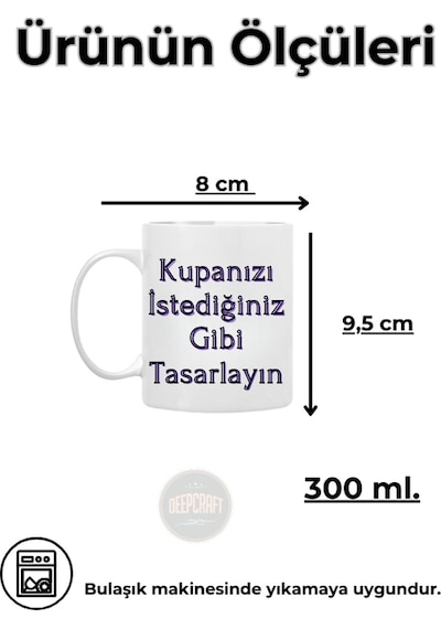 Deepcraft Best Quality Kişiye Özel Baskılı Bardak 1 Adet 300 Ml Beyaz