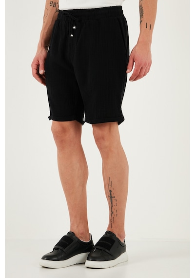 Buratti % 100 Pamuk Regular Fit Normal Bel Müslin Erkek Short Cf25S657802 Siyah