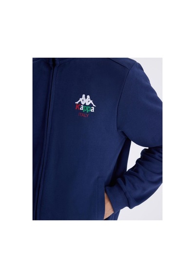 Kappa Authentic Italy Full Zip Erkek Mavi Comfort Fit Fermuarlı Eşofman Üstü Siyah
