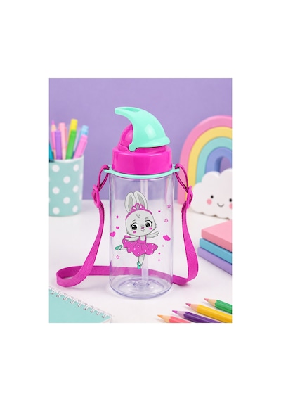 Third Tritan Desenli Pipetli Matara Suluk 500 Cc Pembe