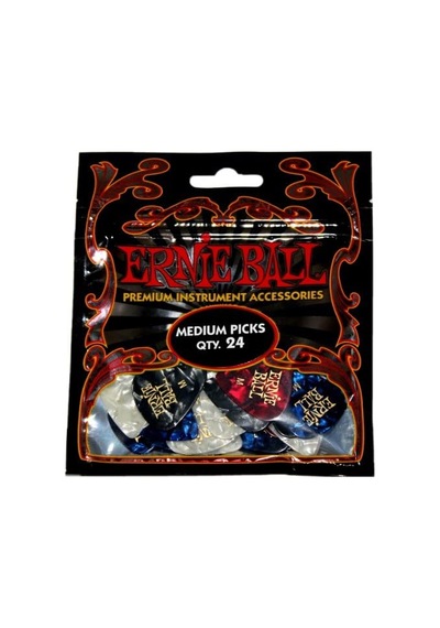 Ernie Ball P09166 Orta Sedefli Seçtikleri, Karışık Renkler, 24'lü Çanta