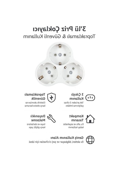 3 Lü Topraklı Priz Çoklayıcı, 16a Ve 250v Elektrik Değeri İle