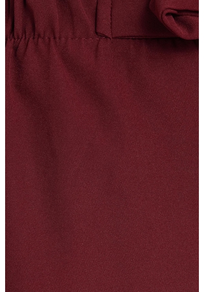 Tudors Kadın Relax Fit Rahat Kesim Lastikli Kuşak Bağlamalı Geniş Paça Bordo Pantolon-39568 Bordo