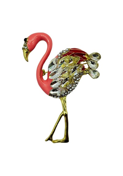 Zarif Flamingo Broş Çok Renkli