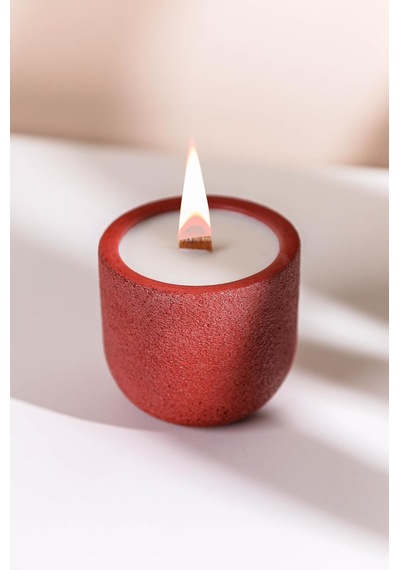 "cyle"%100 Soya Wax Organik Beton Mum & Saksı - Kırmızı Çok Renkli