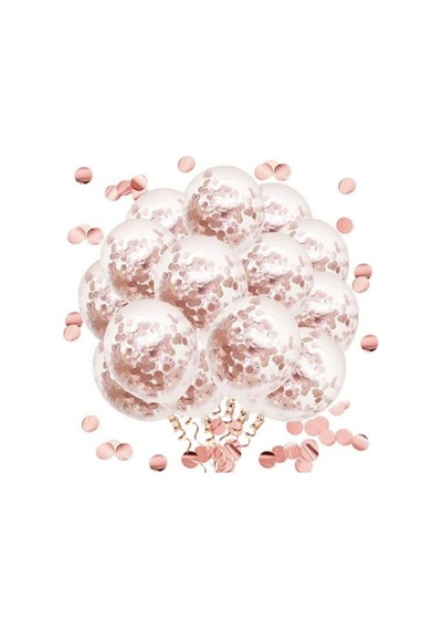 Rose Gold Konfetili Şeffaf Balon Seti - 10 Adet